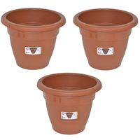 Set van 3x stuks terra cotta kleur ronde plantenpot/bloempot kunststof diameter 40 cm - thumbnail