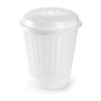 PlasticForte Wasmand met deksel - 50 liter - wit - rond - D45 x H57 cm