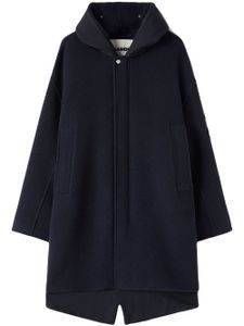 Jil Sander parka à capuche en laine vierge - Bleu