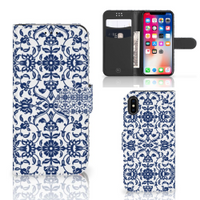 Apple iPhone X | Xs Hoesje Flower Blue - thumbnail