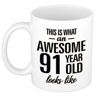 Awesome 91 year cadeau mok / beker 300 ml Awesome 91 year cadeau mok / beker 300 ml