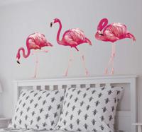 Vogel muursticker flamingo's