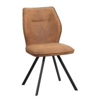 2e Halve Prijs Leen Bakker - Eetkamerstoel Raffy - Cognac - Stof - Bruin - 50x60x90 Cm