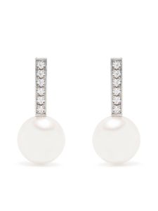 TASAKI boucles d'oreilles en or blanc 18ct serties de diamants et perles d'Akoya - Argent