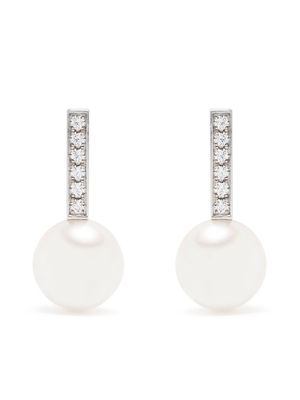 TASAKI boucles d'oreilles en or blanc 18ct serties de diamants et perles d'Akoya - Argent
