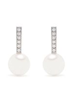 TASAKI boucles d'oreilles en or blanc 18ct serties de diamants et perles d'Akoya - Argent