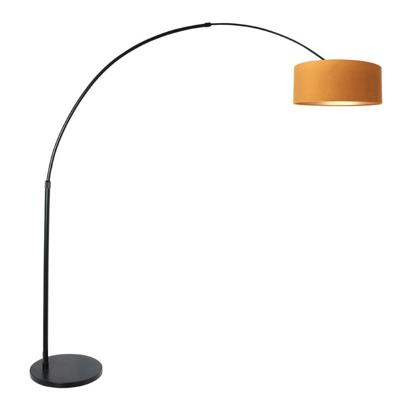 Steinhauer Zwarte booglampSparkled met velvet kap - 8129ZW