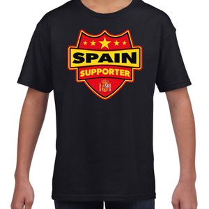 Spanje / Spain schild supporter t-shirt zwart voor kinderen