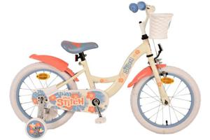 Disney Stitch Kinderfiets Meisjes 16 inch Crème Koraal Blauw