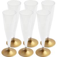Champagneglazen - 60x - plastic - 140 ml - goud - herbruikbaar - Champagneglazen - thumbnail