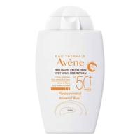 Avène Solaires Gamme Blanche 100% Minérale Fluide Minérale SPF50+ 40ml