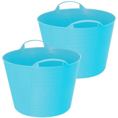 Flexibele emmer - 2x - blauw - 27 liter - kunststof - 40 x 35 cm