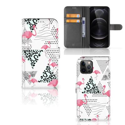Apple iPhone 12 Pro Max | Telefoonhoesje | Met pasjeshouder | Flamingo Triangle