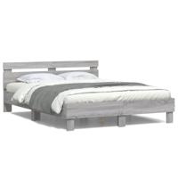 Bedframe met hoofdeinde en LED grijs sonoma eiken 150x200 cm