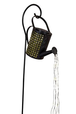 Gieter solar led 23,5x10x15 cm op stick zwart - Annas collection