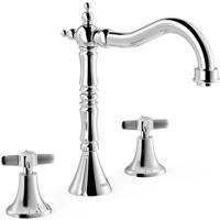 Wastafelkraan Tres Classic | Opbouw | Mengkraan | Standaard model | 2-hendels | Rond | Chroom