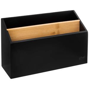 5Five lectuurbak/tijdschriftenrek zwart hout - 25 x 9 x 16 cm   -