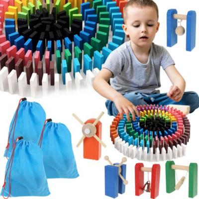 Kruzzel Domino spel - 1080x stenen - hout - multicolor - domino stenen