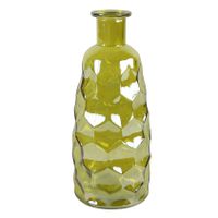 Countryfield Art Deco bloemenvaas - geel transparant - glas - fles vorm - D12 x H30 cm