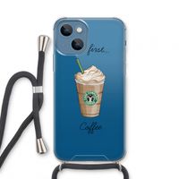 But first coffee: iPhone 13 mini Transparant Hoesje met koord