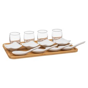 Amuse/aperitief set - hapjes/saus/tapas - porselein - wit - 4 personen