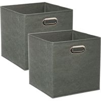 Set van 4x stuks opbergmand/kastmand 29 liter grijsgroen linnen 31 x 31 x 31 cm