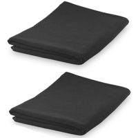 Set van 2x stuks yoga/fitness handdoeken extra absorberend 150 x 75 cm zwart - thumbnail