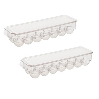 Eierdoos - 2x - koelkast organizer eierhouder - 28 eieren- transparant - 37 x 11 cm
