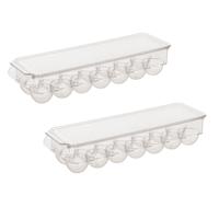 Eierdoos - 2x - koelkast organizer eierhouder - 28 eieren- transparant - 37 x 11 cm