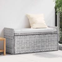 Opslagbank met kussen Wit gewassen 110 x 40 x 50 cm Rattan