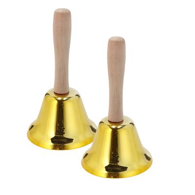 Set van 2x stuks tafelbellen/handbellen goud 12 cm Set van 2x stuks tafelbellen/handbellen goud 12 cm
