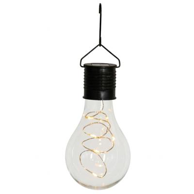 Anna's Collection Solar sfeer hanglamp - tuin - lampenbol - zwart - glas - 15 cm
