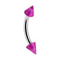 Curved Barbell met cones Chirurgisch staal 316L / Acryl Bananas - thumbnail