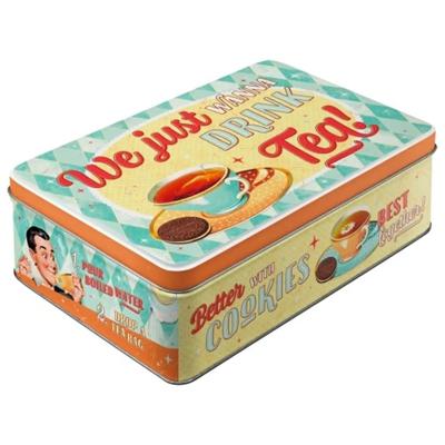 Nostalgic Art?Bewaarblik/koektrommel - Tea & Cookies Together - Metaal?- 23 x 16 x 7 cm - 2,5 liter