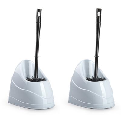 Plasticforte toiletborstels - wc-borstels - 2x stuks - met houder - 45 cm - wit - kunststof Plasticforte toiletborstels - wc-borstels - 2x stuks - met houder - 45 cm - wit - kunststof