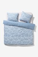 HEMA Dekbedovertrek 240x200/220cm zacht katoen schelpen blauw (blauw)