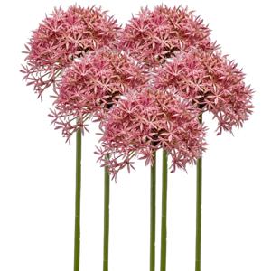 Allium/Sierui kunstbloem - 5x - losse steel - roze - 62 cm - Natuurlijke uitstraling