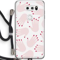Hands pink: LG V30 Transparant Hoesje met koord