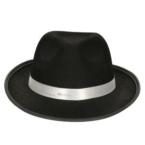 Atosa Carnaval verkleed hoed voor een Maffia/gangster - zwart - polyester - heren/dames   -