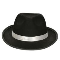 Atosa Carnaval verkleed hoed voor een Maffia/gangster - zwart - polyester - heren/dames   - - thumbnail