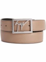 Giuseppe Zanotti ceinture grainée à boucle logo - Marron