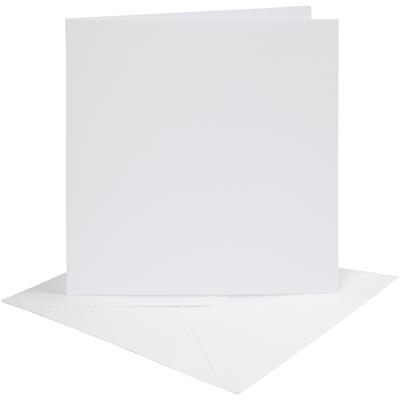 Creativ Company Kaarten en enveloppen, afmeting kaart 15,2x15,2 cm, afmeting envelop 16x16 cm, 230 gr, wit, 4 set/ 1 doos