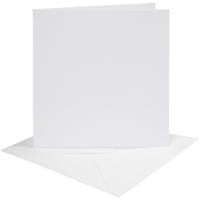 Creativ Company Kaarten en enveloppen, afmeting kaart 15,2x15,2 cm, afmeting envelop 16x16 cm, 230 gr, wit, 4 set/ 1 doos