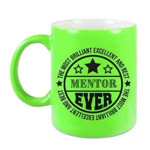 Cadeau koffie/thee mok voor mentor - beste mentor - groen - 300 ml - juf/meester