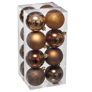 Kerstballen - 16x stuks - brons - 7 cm - kunststof