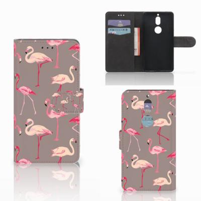 Nokia 7 | Telefoonhoesje | Met pasjeshouder | Flamingo