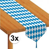 3x Tafeldecoratie blauw/witte tafellopers 183 cm   -