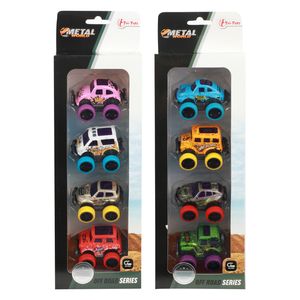 Toi-Toys Metal pull-back off road mini auto&apos;s, 4st.