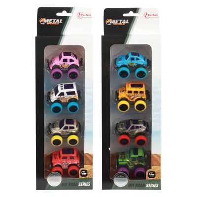 Toi-Toys Metal pull-back off road mini auto&apos;s, 4st.