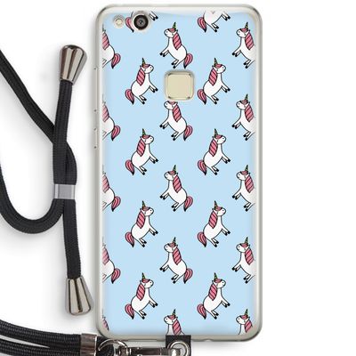 Eenhoorns overal: Huawei Ascend P10 Lite Transparant Hoesje met koord